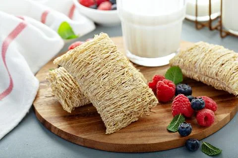 Large shredded wheats Stock Photos