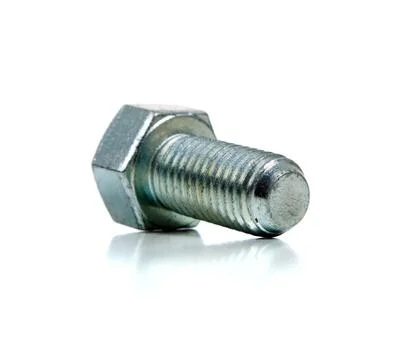 A large silver bolt on white Stock Photos