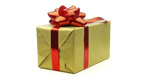 Large single christmas present looping on white Stock Footage 8952684