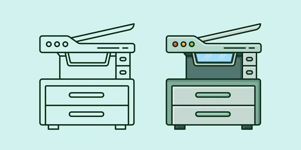 Large size modern printer and photocopy machine with scanner illustration Stock Illustration
