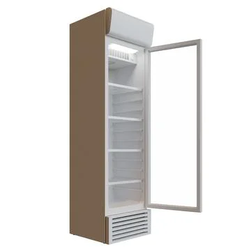 Large Size Showcase Display Cooler Side View Open Door Stock Illustration