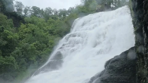 Large Slow Motion Waterfall in Upstate New York Stock Footage 81766294