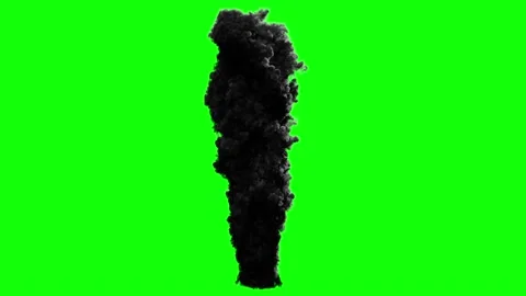 Large Smoke Volcano Explosion on green background 4K rendering Stock Footage 136504545