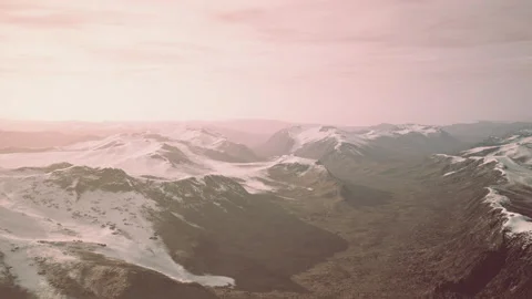 Large snow patch left over on the volcanic rock field of a mountain in summer Video stock 233910798