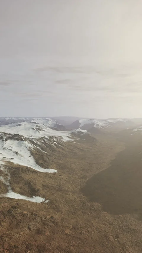 Large snow patch left over on the volcanic rock field of a mountain in summer Stock Footage 306307252