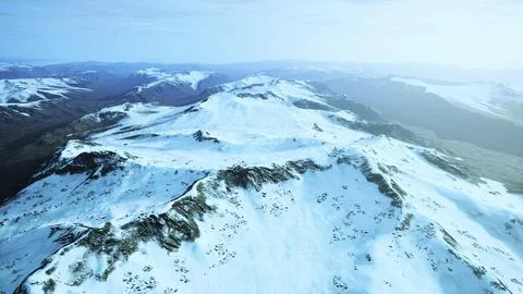 Large snow patch left over on the volcanic rock field of a mountain in summer Stockillustratie