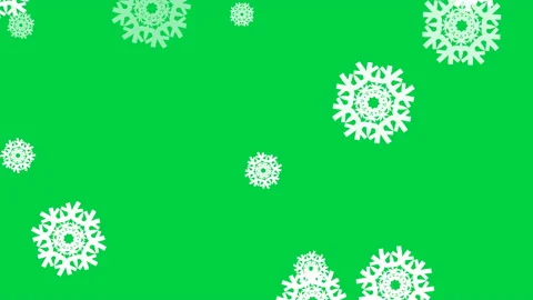 Large snowflakes with beautiful pattern appear and slowly fall on a green screen Stock-Footage 219230571