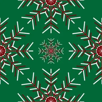 Large snowflakes on green background Illustrazione stock