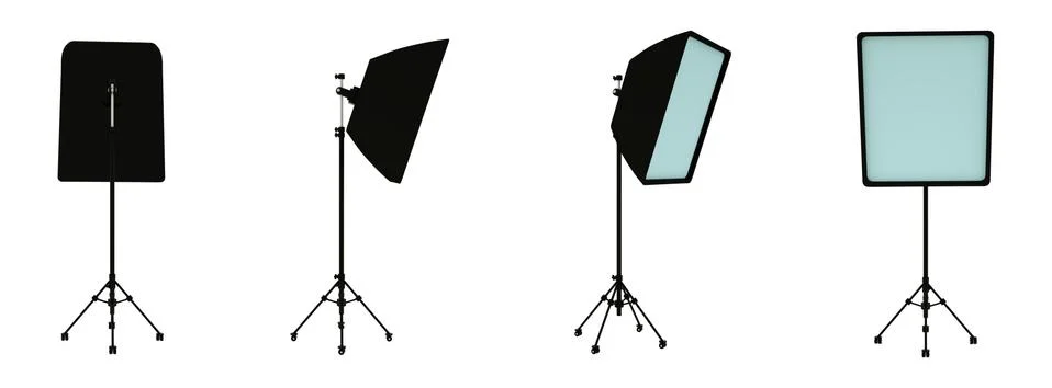 Large softbox lighting set on a stand in different angles. Studio lighting. P Stock Photos