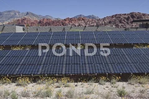 Large solar array on us federal parkland. Stock Photos