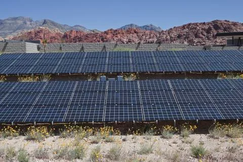 Large solar array on us federal parkland. Stock Photos