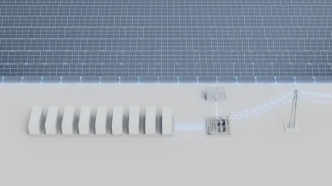 Large Solar Grid Battery System Front View Looping Video Stock Footage 283383306