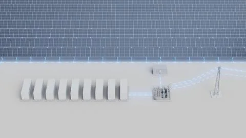 Large Solar Grid Battery System Front View Stock Photos