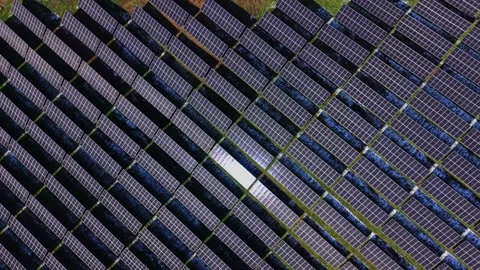 Large solar panel array located in a rural area during daylight hours Vídeo Stock 337940488