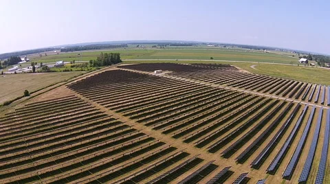 Large Solar Panel Farm Aerial Fly Over Stock Footage 41818149