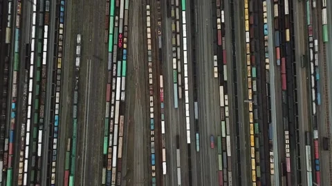 Large sorting platform of freight trains. Stock Footage 141635619