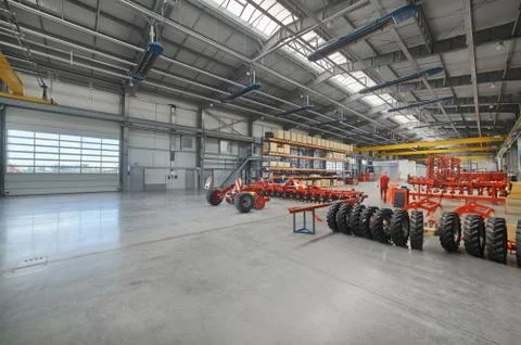 Large, spacious and light assembly shop. Stock Photos