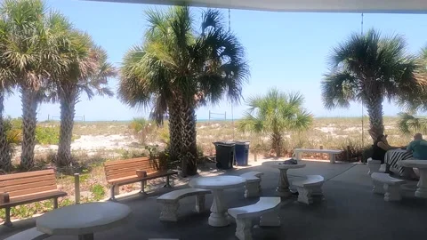 Large spacious Pavilion at the beach Stock Footage 156415735