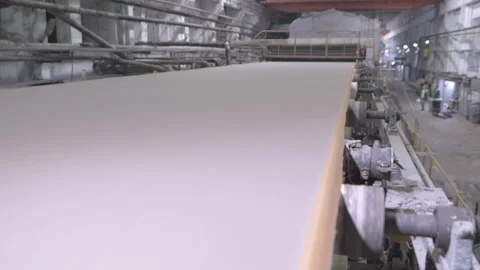 Large spacious workshop with cylinders of paper drying machine Stock Footage 294200861