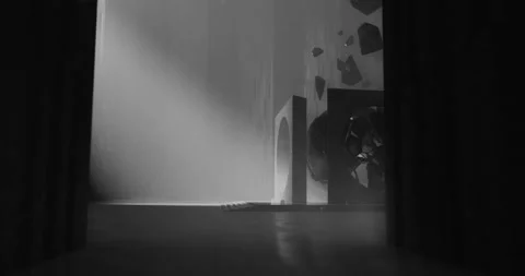 Large sphere with melted metal CGI in black and white Stock Footage 255698044