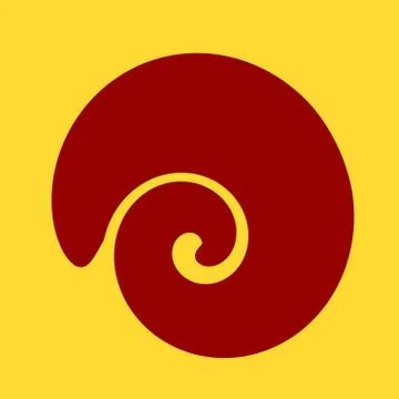 Large spiral shaped shell. Isolated design element on yellow background. Stock Illustration