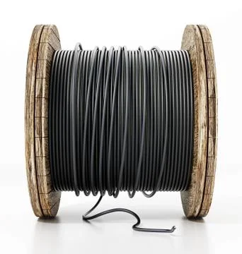 Large spools of cable isolated on white background. 3D illustration Stock Illustration