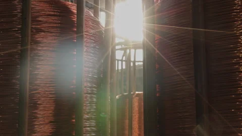 Large spools, Wire winding, Quality control 库存影片 243219641