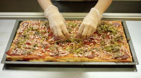 Large Square Pizza Stock Footage 63840276