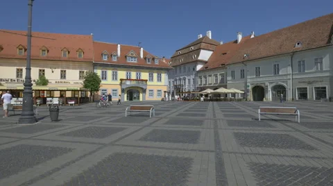 The Large Square of Sibiu in the afternoon Stock Footage 54002904
