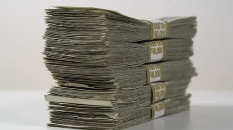 Large stack of 100 bills rotating Stock Footage 26512602