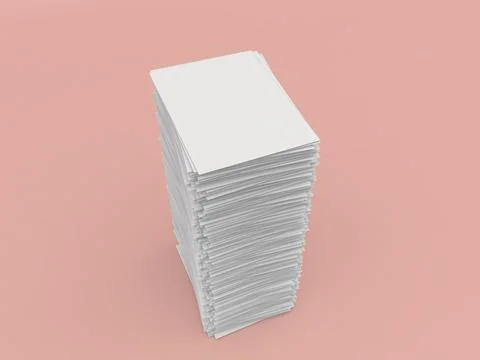 A large stack of A4 paper on a pink background. Stock Illustration