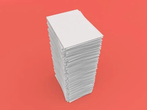 A large stack of A4 paper on a red background. Stock Illustration