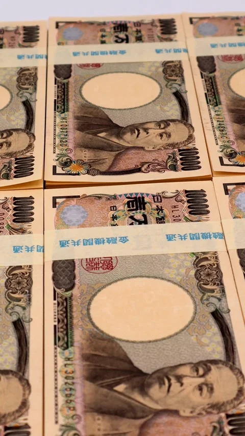 A large stack of banknotes lined up in a row Stock Footage 336267111