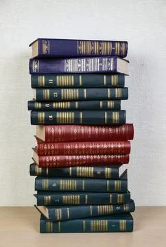 A large stack of books in beautiful hardcovers. Reading, classical literature Stock Photos
