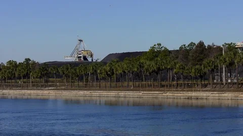 Large Stack of Coal for Power Plant Video stock 83425972