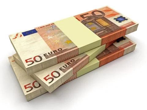 Large stack of euro money isolated on white background Stock Illustration