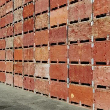Large stack of fruit boxes Stock Photos
