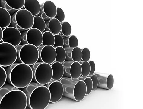 Large stack of metal tubes Stock Illustration