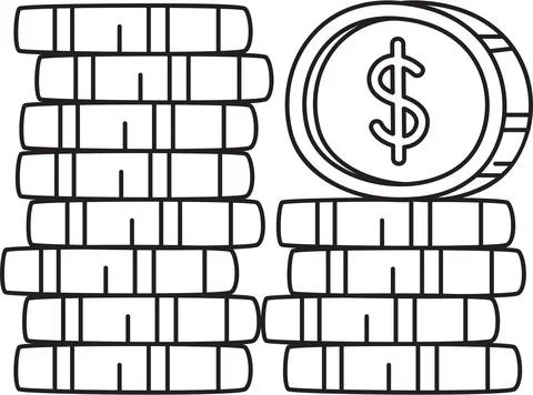 Large stack of money and coins wealth illustration Stock Illustration