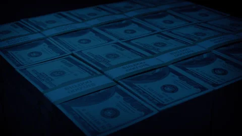 Large Stack Of Money Is Photographed, Crime Scene Detail Stock Footage 303842204