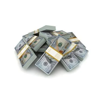 A large stack of one hundred dollar bills isolated on a white background Stock Illustration