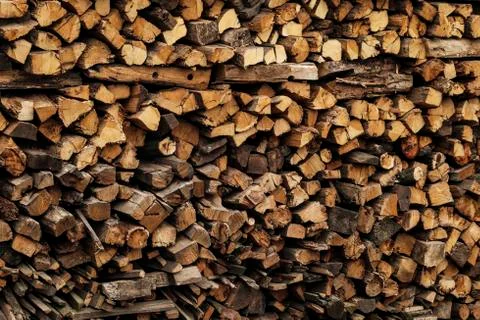 A large stack of wood Stock Photos