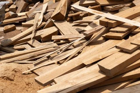 Large stack of wood planks, teak wood Stock Photos
