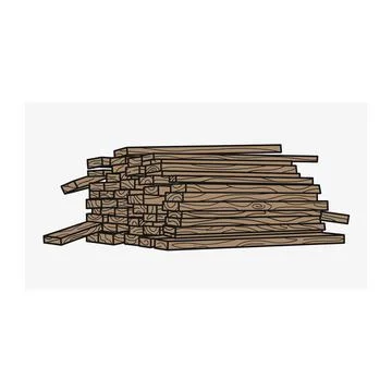 Large stack of wooden timber planks illustration 库存插图