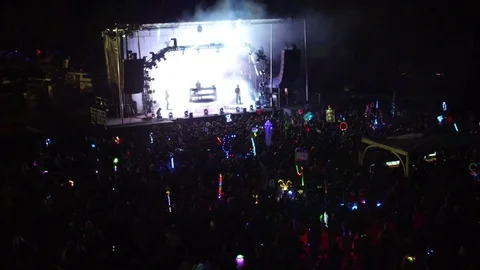 Large stage with lasers and large crowd - NIGHT Video stock 78389515