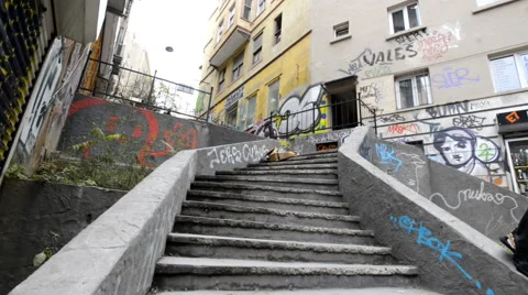 A large staircase in the city Stockbeeldmateriaal 63043966