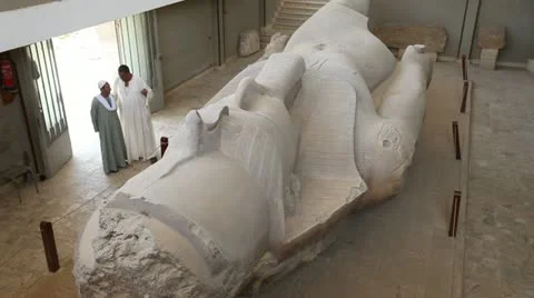 Large statue of Ramses II at Memphis. Cairo. Egypt. Video stock 10973788