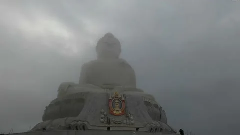 Large statue in a thick fog. Stock Footage 232220699