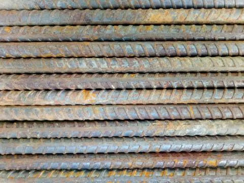 Large steel bars that rust Stock Photos