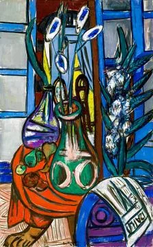Large Still Life Interior by Max Beckmann.. Stock Illustration